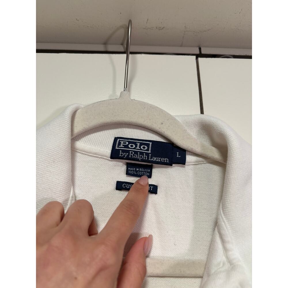 Polo by Ralph Lauren White Polo Shirt L Custom Fit - Picture 3 of 7